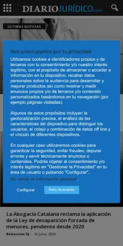 Anteprima del sito Diario Jurídico, media di Spagna per articoli sponsorizzati
