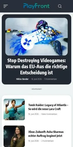 Forhåndsvisning av nettstedet PlayFront, medium fra Tyskland for sponsede artikler