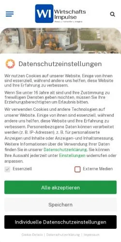 Anteprima del sito Wirtschafts Impulse, media di Germania per articoli sponsorizzati