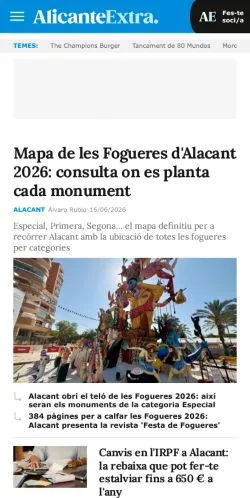 Aperçu du site Alacant Extra, média de États-Unis pour articles sponsorisés