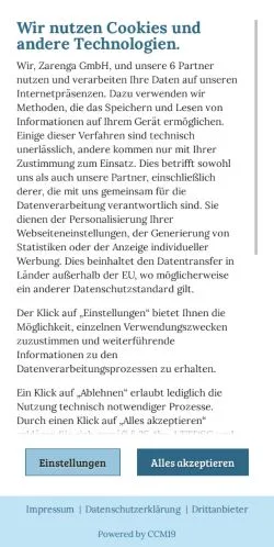 Anteprima del sito Afrika Travel, media di Germania per articoli sponsorizzati