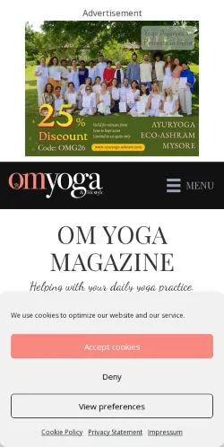 Preview of the OM Yoga Magazine website, a media outlet in United States for sponsored articles