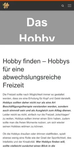 Anteprima del sito Hobby Finden, media di Germania per articoli sponsorizzati