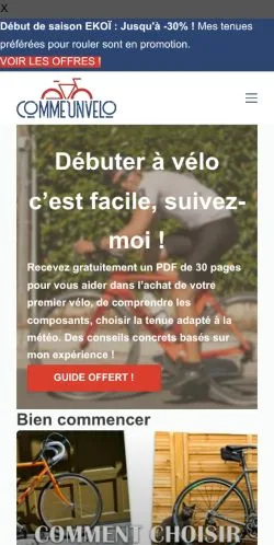Preview of the CommeUnVelo website, a media outlet in France for sponsored articles