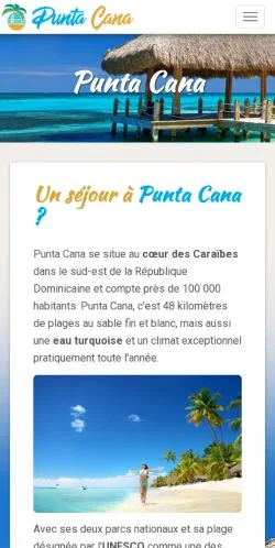 Podgląd witryny Punta Cana, medium z kraju Francja do artykułów sponsorowanych