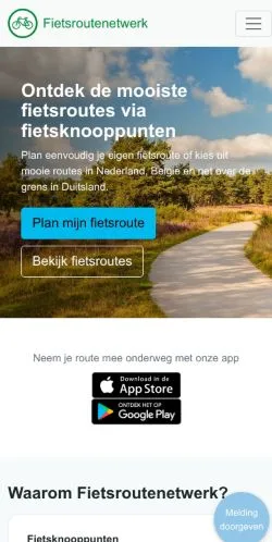 스폰서 기사용 네덜란드 매체 Fietsroutenetwerk 사이트 미리보기
