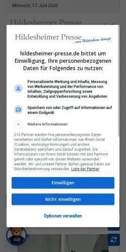 Anteprima del sito Hildesheimer Presse, media di Germania per articoli sponsorizzati