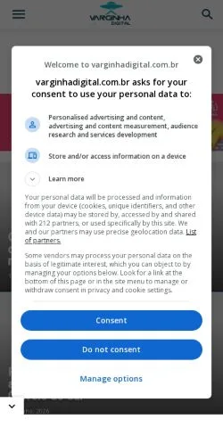 Vista previa del sitio Varginha Digital, medio de Brasil para artículos patrocinados