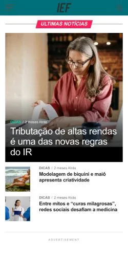 Pré-visualização do site IEF Notícias, meio de Brasil para artigos patrocinados