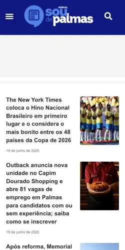 Anteprima del sito Jornal Sou de Palmas, media di Brasile per articoli sponsorizzati