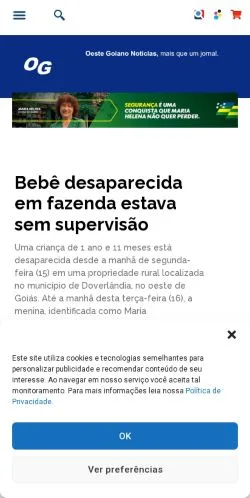 Podgląd witryny Oeste Goiano, medium z kraju Brazylia do artykułów sponsorowanych