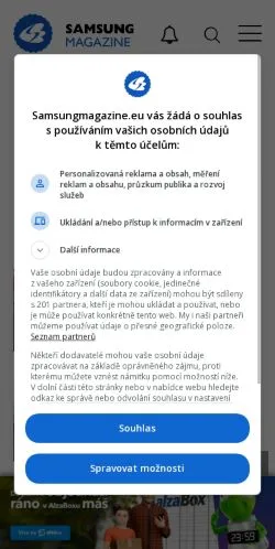 Anteprima del sito Samsung Magazín, media di Cechia per articoli sponsorizzati