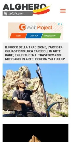 Vista previa del sitio Alghero Notizie, medio de Italia para artículos patrocinados