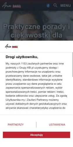 Vista previa del sitio Ania Radzi, medio de Polonia para artículos patrocinados