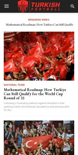 Anteprima del sito Turkish Football, media di Stati Uniti per articoli sponsorizzati