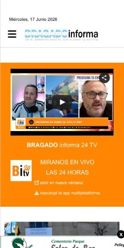 Anteprima del sito Bragado Informa, media di Argentina per articoli sponsorizzati