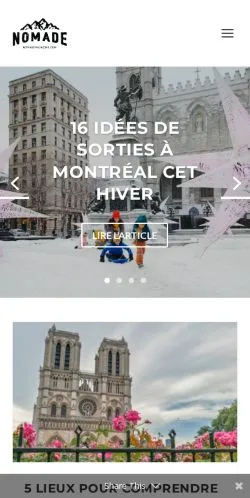 Anteprima del sito Nomade Magazine, media di Francia per articoli sponsorizzati