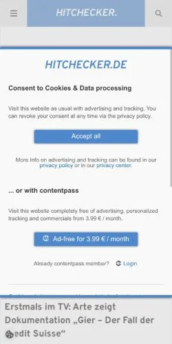Anteprima del sito Hitchecker, media di Germania per articoli sponsorizzati