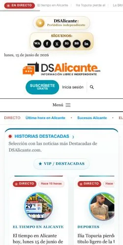 Anteprima del sito DSAlicante, media di Spagna per articoli sponsorizzati