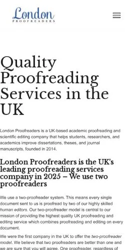 Podgląd witryny London Proofreaders, medium z kraju Wielka Brytania do artykułów sponsorowanych