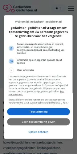 Podgląd witryny Gedachten Gedichten, medium z kraju Holandia do artykułów sponsorowanych