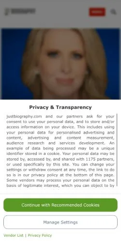 Pré-visualização do site Justbiography, meio de Estados Unidos para artigos patrocinados