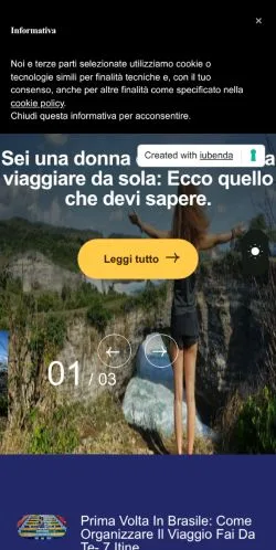 Anteprima del sito Viaggiare da Soli, media di Italia per articoli sponsorizzati