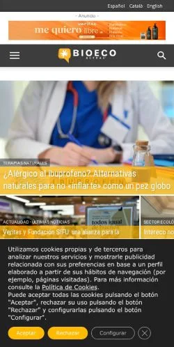 Anteprima del sito Bio Eco Actual, media di Spagna per articoli sponsorizzati