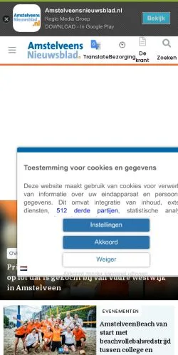 Anteprima del sito Amstelveens Nieuwsblad, media di Paesi Bassi per articoli sponsorizzati
