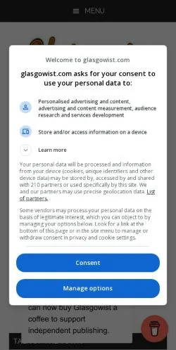 スポンサード記事向けのアメリカ合衆国メディア、Glasgowistのサイトプレビュー