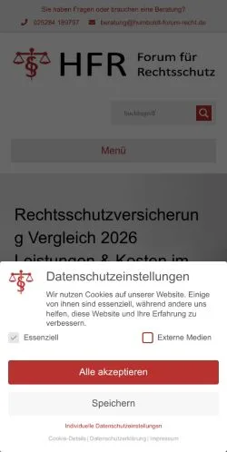 Podgląd witryny Rechtsschutz Vergleich, medium z kraju Niemcy do artykułów sponsorowanych