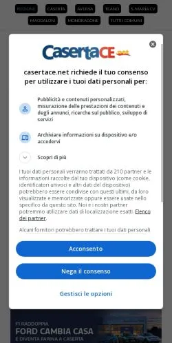 Vista previa del sitio CasertaCE, medio de Italia para artículos patrocinados