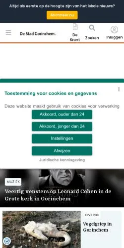 Podgląd witryny De Stad Gorinchem, medium z kraju Holandia do artykułów sponsorowanych