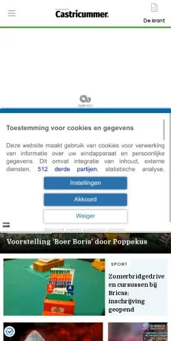 Preview of the De Castricummer website, a media outlet in Netherlands for sponsored articles