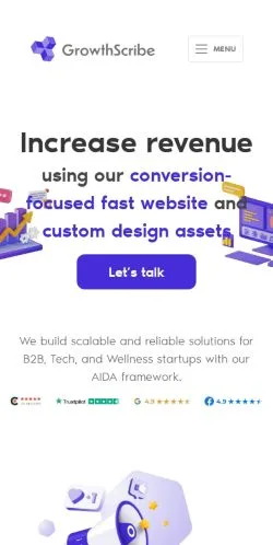 Pré-visualização do site GrowthScribe, meio de Estados Unidos para artigos patrocinados