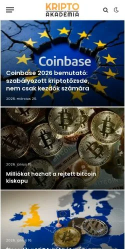 스폰서 기사용 헝가리 매체 Kripto Akadémia 사이트 미리보기