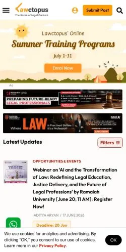 Preview of the Lawctopus website, a media outlet in United States for sponsored articles
