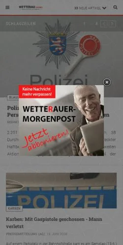 Anteprima del sito Vorsprung Wetterau, media di Germania per articoli sponsorizzati