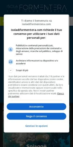 Voorbeeld van de site Isola di Formentera, medium uit Italië voor gesponsorde artikelen
