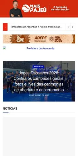 Anteprima del sito Mais Pajeú, media di Brasile per articoli sponsorizzati