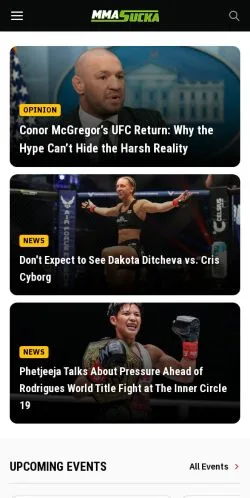 Preview of the MMASucka website, a media outlet in United States for sponsored articles