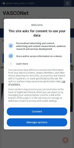 Aperçu du site VASCONet, média de Brésil pour articles sponsorisés