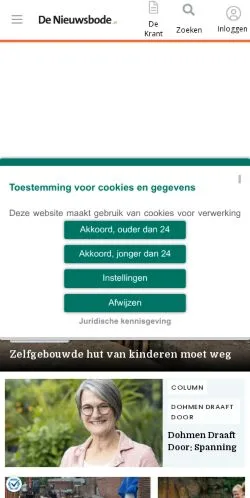 Preview of the De Nieuwsbode website, a media outlet in Netherlands for sponsored articles