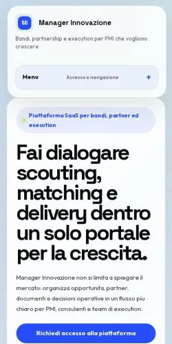 Anteprima del sito Manager Innovazione, media di Italia per articoli sponsorizzati