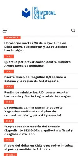 Preview of the El Universal Chile website, a media outlet in Spain for sponsored articles