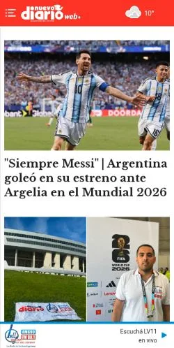 Podgląd witryny Nuevo Diario Web, medium z kraju Argentyna do artykułów sponsorowanych