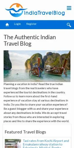 Podgląd witryny India Travel Blog, medium z kraju Stany Zjednoczone do artykułów sponsorowanych