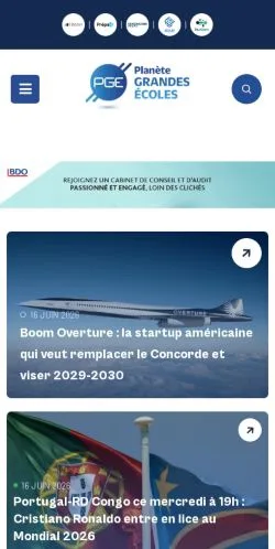 Aperçu du site Planète Grandes Écoles, média de France pour articles sponsorisés