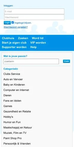 Anteprima del sito Clubs, media di Paesi Bassi per articoli sponsorizzati