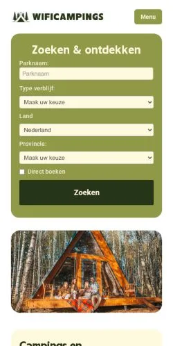 Anteprima del sito WiFi Campings, media di Paesi Bassi per articoli sponsorizzati